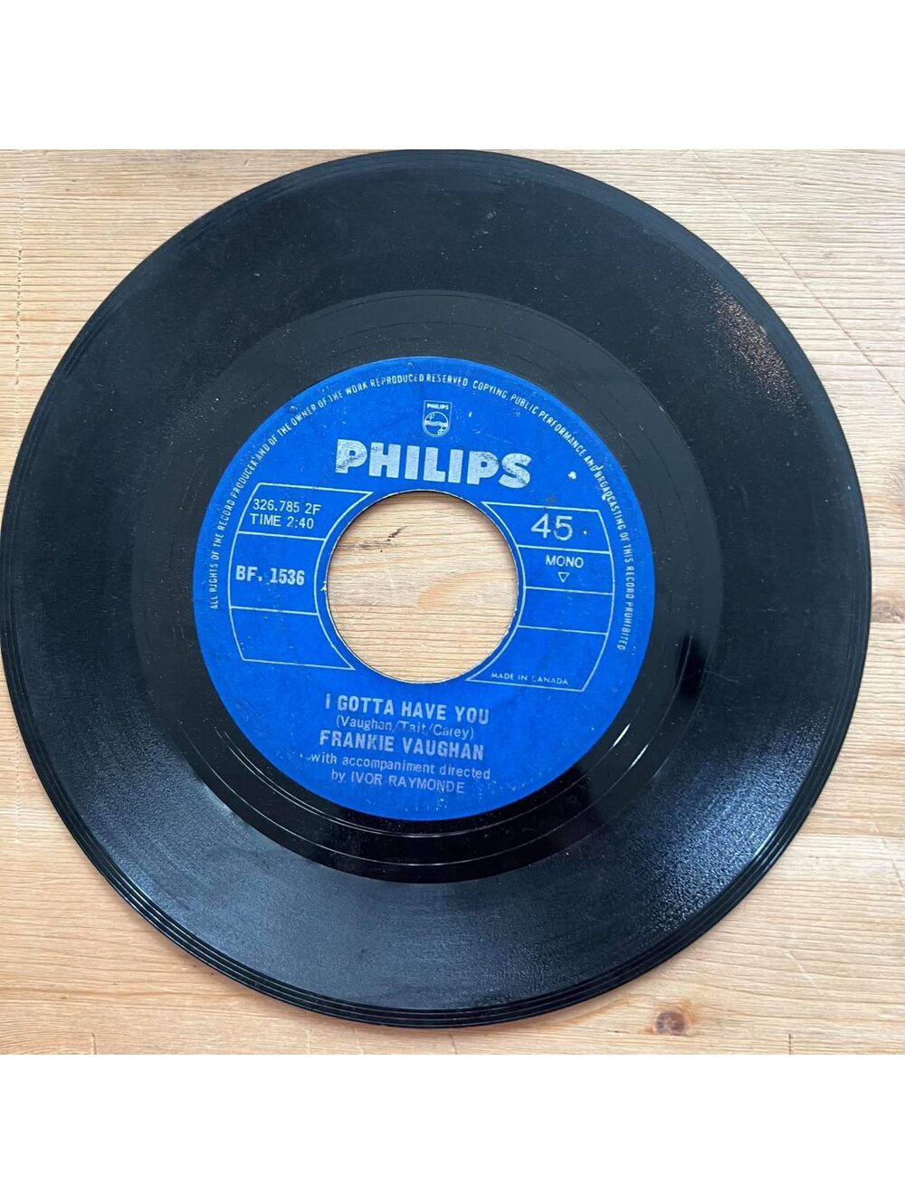 Frankie Vaughan - I gotta Have You/Cabaret 45rpm VG+ R20